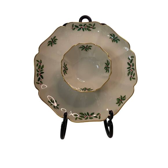 Vintage Lenox Holiday (demension) chip and dip platter, 1 piece gourmet server - Picture 1 of 9